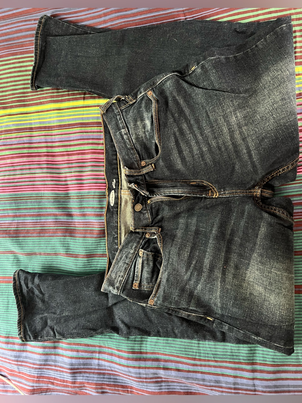 Old Navy Dark Blue Denim Jeans with Multicolor Stripe Lining
